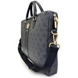 Geantă laptop Guess 4G Round Classic Logo Stripe, Eco-Leather, Fermoar, Curea reglabilă, 16 , Neagră