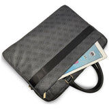 Geantă laptop Guess 4G Round Classic Logo Stripe, Eco-Leather, Fermoar, Curea reglabilă, 16 , Neagră