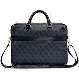 Geantă laptop Guess 4G Round Classic Logo Stripe, Eco-Leather, Fermoar, Curea reglabilă, 16 , Neagră
