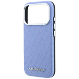 Husă pentru iPhone 17 Pro Max / iPhone 18 Pro Max, Karl Lagerfeld MagSafe Grained Leather Metal Logo, Albastră