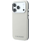 Husă pentru iPhone 17 Pro / iPhone 18 Pro, Karl Lagerfeld Hardcase MagSafe Grained Leather Elongated Logo, Bej