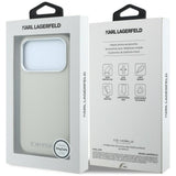 Husa pentru iPhone 17 Pro Max / iPhone 18 Pro Max, Karl Lagerfeld MagSafe Grained Leather Elongated Logo, Bej