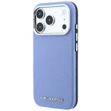 Husă pentru iPhone 17 Pro / iPhone 18 Pro, Karl Lagerfeld Hardcase MagSafe Grained Leather Elongated Logo, Albastră