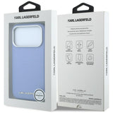 Husă pentru iPhone 17 Pro Max / iPhone 18 Pro Max, Karl Lagerfeld HC MagSafe Grained Leather Elongated Logo, Albastră