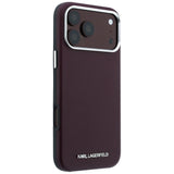 Husă pentru iPhone 17 Pro Max / iPhone 18 Pro Max, Karl Lagerfeld MagSafe Grained Leather Elongated Logo, Bordo
