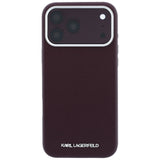 Husă pentru iPhone 17 Pro Max / iPhone 18 Pro Max, Karl Lagerfeld MagSafe Grained Leather Elongated Logo, Bordo