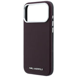 Husă pentru iPhone 17 Pro Max / iPhone 18 Pro Max, Karl Lagerfeld MagSafe Grained Leather Elongated Logo, Bordo