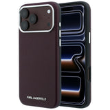 Husă pentru iPhone 17 Pro Max / iPhone 18 Pro Max, Karl Lagerfeld MagSafe Grained Leather Elongated Logo, Bordo