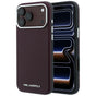 Husă pentru iPhone 17 Pro Max / iPhone 18 Pro Max, Karl Lagerfeld MagSafe Grained Leather Elongated Logo, Bordo