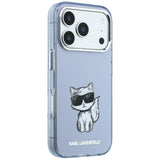 Husă pentru iPhone 17 Pro / iPhone 18 Pro, Karl Lagerfeld HC MagSafe IML Choupette Body Sketch Print, Albastră