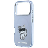 Husă pentru iPhone 17 Pro Max / iPhone 18 Pro Max, Karl Lagerfeld HC MagSafe IML Choupette Body Sketch Print, Albastră