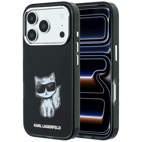 Husă pentru iPhone 17 Pro Max / iPhone 18 Pro Max, Karl Lagerfeld MagSafe IML Choupette Body Sketch Print, Neagră