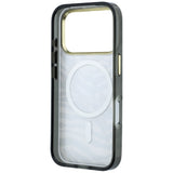 Husă pentru iPhone 17 Pro / iPhone 18 Pro, Karl Lagerfeld HC MagSafe IML Signature Zebra Glitter Gold, Neagră
