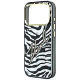 Husa pentru iPhone 17 Pro Max / iPhone 18 Pro Max, Karl Lagerfeld HC MagSafe IML Signature Zebra Glitter Gold, Neagra