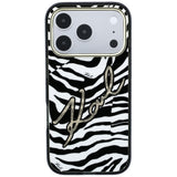 Husa pentru iPhone 17 Pro Max / iPhone 18 Pro Max, Karl Lagerfeld HC MagSafe IML Signature Zebra Glitter Gold, Neagra