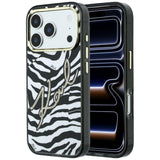 Husa pentru iPhone 17 Pro Max / iPhone 18 Pro Max, Karl Lagerfeld HC MagSafe IML Signature Zebra Glitter Gold, Neagra