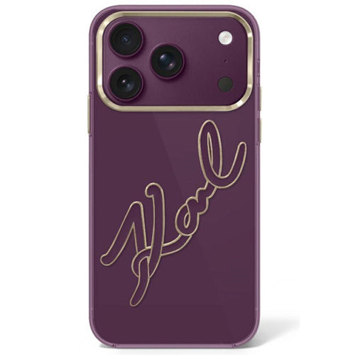 Husă pentru iPhone 17 Pro Max / iPhone 18 Pro Max, Karl Lagerfeld IML Big Signature Resin Logo and Metal Frame, Bordo