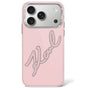 Husa pentru iPhone 17 Pro / iPhone 18 Pro, Karl Lagerfeld IML Big Signature Resin Logo and Metal Frame, Roz