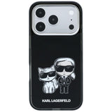 Husă pentru iPhone 17 Pro / iPhone 18 Pro, Karl Lagerfeld Smooth Leather KC Bodies Sketch, MagSafe, Neagră