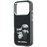 Husă pentru iPhone 17 Pro / iPhone 18 Pro, Karl Lagerfeld Smooth Leather KC Bodies Sketch, MagSafe, Neagră