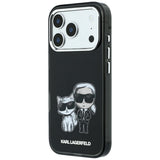 Husă pentru iPhone 17 Pro / iPhone 18 Pro, Karl Lagerfeld Smooth Leather KC Bodies Sketch, MagSafe, Neagră