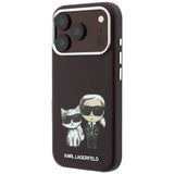 Husă pentru iPhone 17 Pro / iPhone 18 Pro, Karl Lagerfeld MagSafe Smooth Leather KC Bodies Sketch, Bordo