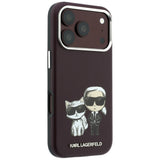 Husă pentru iPhone 17 Pro / iPhone 18 Pro, Karl Lagerfeld MagSafe Smooth Leather KC Bodies Sketch, Bordo