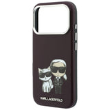 Husă pentru iPhone 17 Pro / iPhone 18 Pro, Karl Lagerfeld MagSafe Smooth Leather KC Bodies Sketch, Bordo