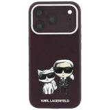Husă pentru iPhone 17 Pro / iPhone 18 Pro, Karl Lagerfeld MagSafe Smooth Leather KC Bodies Sketch, Bordo