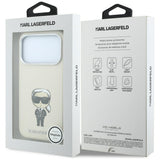 Husă pentru iPhone 17 Pro / iPhone 18 Pro, Karl Lagerfeld Hardcase MagSafe Smooth Leather Ikonik Sketch, Bej