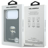 Husă pentru iPhone 17 Pro / iPhone 18 Pro, Karl Lagerfeld Smooth Leather Ikonik Sketch MagSafe, Neagră