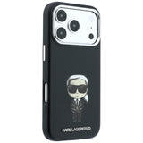 Husă pentru iPhone 17 Pro / iPhone 18 Pro, Karl Lagerfeld Smooth Leather Ikonik Sketch MagSafe, Neagră