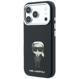 Husă pentru iPhone 17 Pro / iPhone 18 Pro, Karl Lagerfeld Smooth Leather Ikonik Sketch MagSafe, Neagră