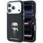 Husă pentru iPhone 17 Pro / iPhone 18 Pro, Karl Lagerfeld Smooth Leather Ikonik Sketch MagSafe, Neagră