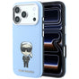 Husă pentru iPhone 17 Pro / iPhone 18 Pro, Karl Lagerfeld Hardcase MagSafe Smooth Leather Ikonik Sketch, Albastră