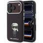 Husă pentru iPhone 17 Pro / iPhone 18 Pro, Karl Lagerfeld Hardcase MagSafe Smooth Leather Ikonik Sketch, Bordo