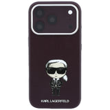 Husă pentru iPhone 17 Pro Max / iPhone 18 Pro Max, Karl Lagerfeld HC MagSafe Smooth Leather Ikonik, Bordo