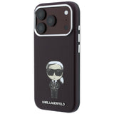 Husă pentru iPhone 17 Pro Max / iPhone 18 Pro Max, Karl Lagerfeld HC MagSafe Smooth Leather Ikonik, Bordo