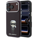 Husă pentru iPhone 17 Pro Max / iPhone 18 Pro Max, Karl Lagerfeld HC MagSafe Smooth Leather Ikonik, Bordo