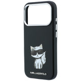 Husa pentru iPhone 17 Pro / iPhone 18 Pro, Karl Lagerfeld Smooth Leather Choupette Sketch MagSafe, Neagra
