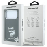 Husa pentru iPhone 17 Pro / iPhone 18 Pro, Karl Lagerfeld Smooth Leather Choupette Sketch MagSafe, Neagra