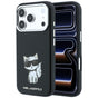 Husa pentru iPhone 17 Pro / iPhone 18 Pro, Karl Lagerfeld Smooth Leather Choupette Sketch MagSafe, Neagra
