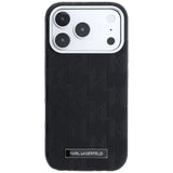 Husă pentru iPhone 17 Pro Max / iPhone 18 Pro Max, Karl Lagerfeld Grained Leather Mono Resin Logo MagSafe, Neagră