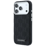 Husă pentru iPhone 17 Pro Max / iPhone 18 Pro Max, Karl Lagerfeld Grained Leather Mono Resin Logo MagSafe, Neagră