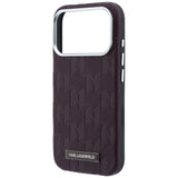 Husa pentru iPhone 17 Pro / iPhone 18 Pro, Karl Lagerfeld Grained Leather Mono Resin Logo MagSafe, Bordo