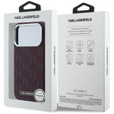 Husa pentru iPhone 17 Pro / iPhone 18 Pro, Karl Lagerfeld Grained Leather Mono Resin Logo MagSafe, Bordo