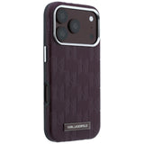 Husa pentru iPhone 17 Pro / iPhone 18 Pro, Karl Lagerfeld Grained Leather Mono Resin Logo MagSafe, Bordo
