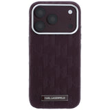 Husă pentru iPhone 17 Pro Max / iPhone 18 Pro Max, Karl Lagerfeld Grained Leather Mono Resin Logo MagSafe, Bordo