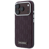 Husă pentru iPhone 17 Pro Max / iPhone 18 Pro Max, Karl Lagerfeld Grained Leather Mono Resin Logo MagSafe, Bordo
