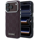 Husă pentru iPhone 17 Pro Max / iPhone 18 Pro Max, Karl Lagerfeld Grained Leather Mono Resin Logo MagSafe, Bordo